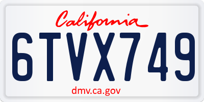 CA license plate 6TVX749