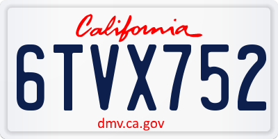 CA license plate 6TVX752