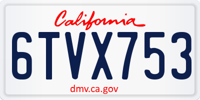 CA license plate 6TVX753