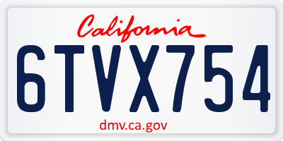 CA license plate 6TVX754