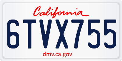 CA license plate 6TVX755