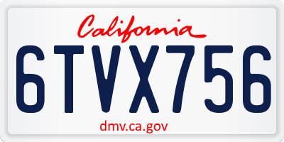 CA license plate 6TVX756