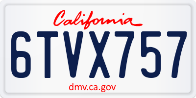 CA license plate 6TVX757