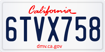 CA license plate 6TVX758