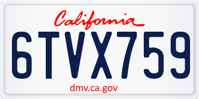 CA license plate 6TVX759