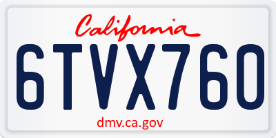 CA license plate 6TVX760