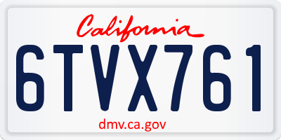 CA license plate 6TVX761