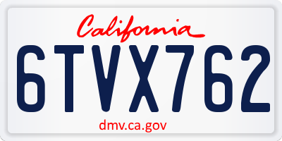 CA license plate 6TVX762