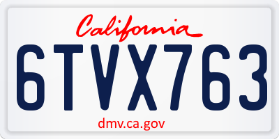 CA license plate 6TVX763