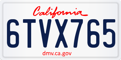 CA license plate 6TVX765