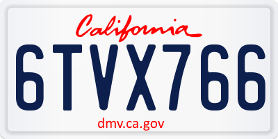 CA license plate 6TVX766