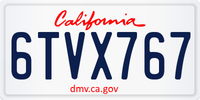 CA license plate 6TVX767