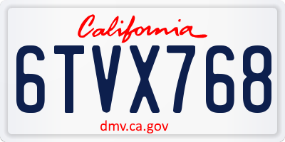 CA license plate 6TVX768