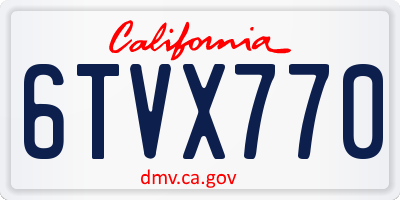 CA license plate 6TVX770