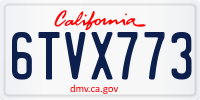 CA license plate 6TVX773