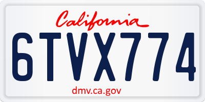 CA license plate 6TVX774