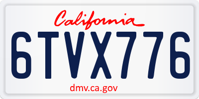 CA license plate 6TVX776