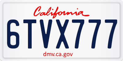 CA license plate 6TVX777