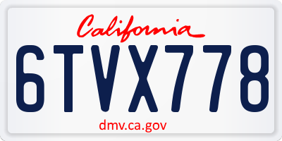 CA license plate 6TVX778