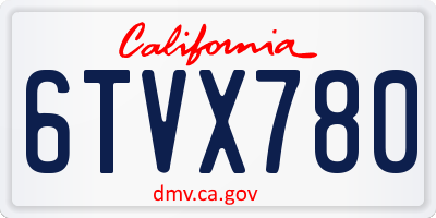 CA license plate 6TVX780