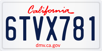 CA license plate 6TVX781