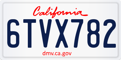 CA license plate 6TVX782