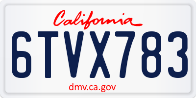 CA license plate 6TVX783