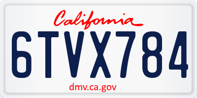 CA license plate 6TVX784