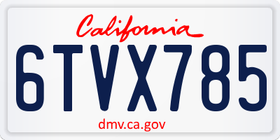 CA license plate 6TVX785