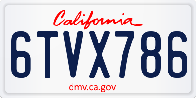 CA license plate 6TVX786