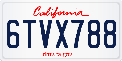 CA license plate 6TVX788