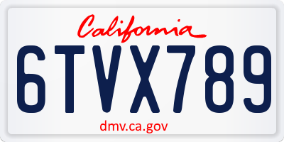 CA license plate 6TVX789