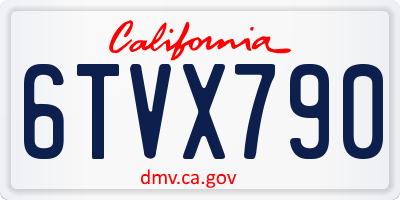 CA license plate 6TVX790