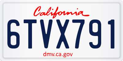 CA license plate 6TVX791