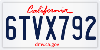 CA license plate 6TVX792