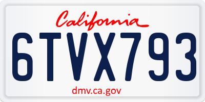 CA license plate 6TVX793