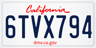 CA license plate 6TVX794