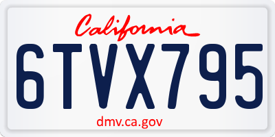 CA license plate 6TVX795