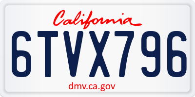 CA license plate 6TVX796