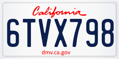 CA license plate 6TVX798