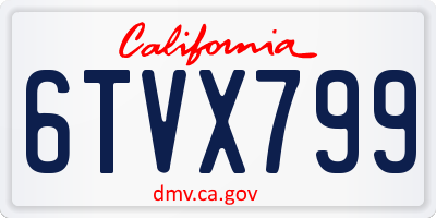 CA license plate 6TVX799