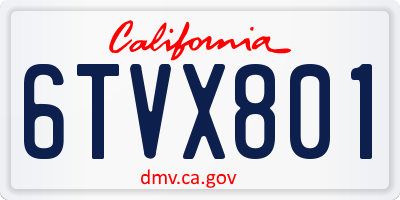 CA license plate 6TVX801