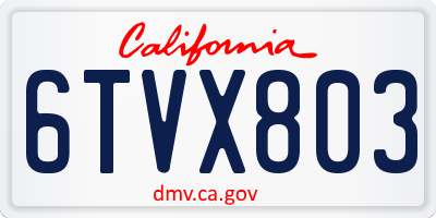 CA license plate 6TVX803