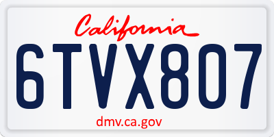CA license plate 6TVX807