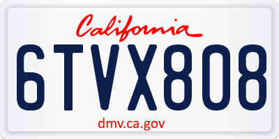 CA license plate 6TVX808