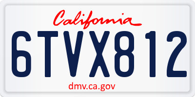 CA license plate 6TVX812