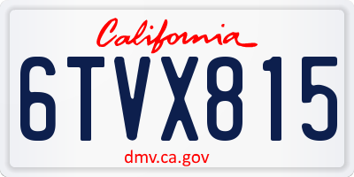 CA license plate 6TVX815