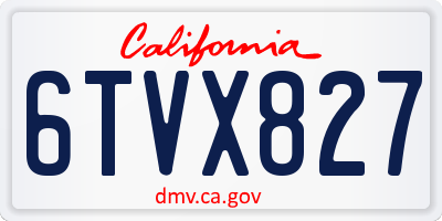 CA license plate 6TVX827