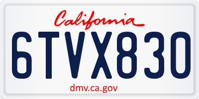 CA license plate 6TVX830