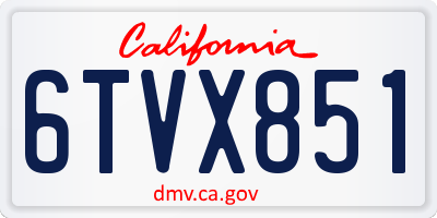 CA license plate 6TVX851